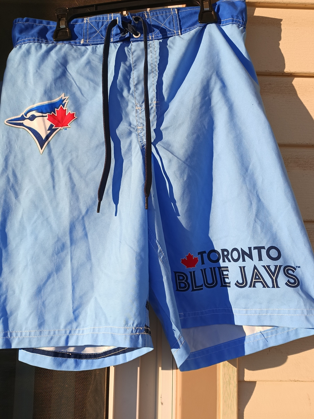 MLB Toronto Blue Jays Light Blue Swim Board Shorts with Navy Trim